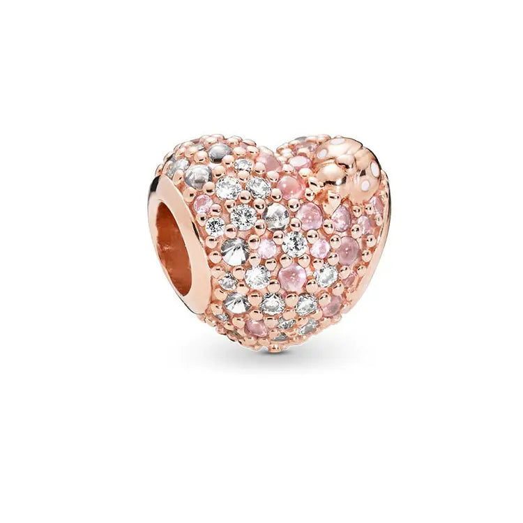 Rose Gold Charms – 925 Sterling Silver Sparkle Collection Silicone Clip DIY Beads