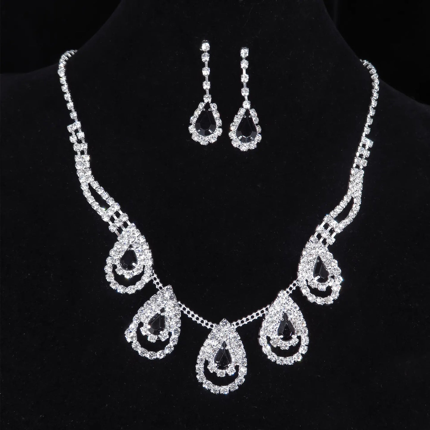 Elegant Blue Teardrop Zirconia Jewelry Set – Necklace & Earrings/3pcs