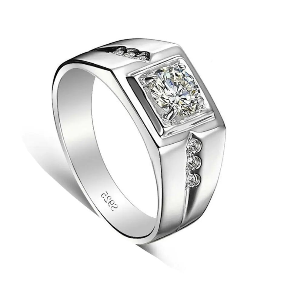 One Carat Six-Claw Diamond Ring with Zircon Accents