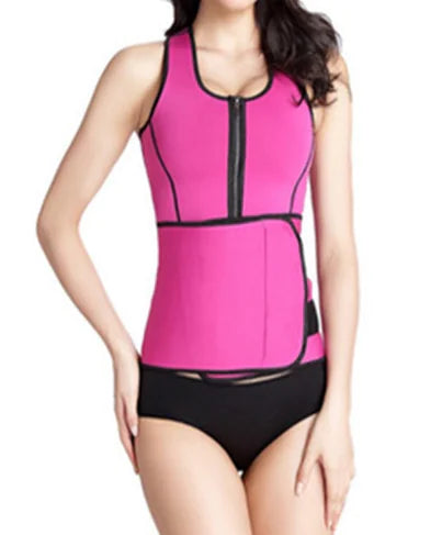 Colorful Zippered Sports Bodysuit and Waist Trainer