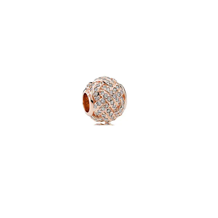 Rose Gold Charms – 925 Sterling Silver Sparkle Collection Silicone Clip DIY Beads