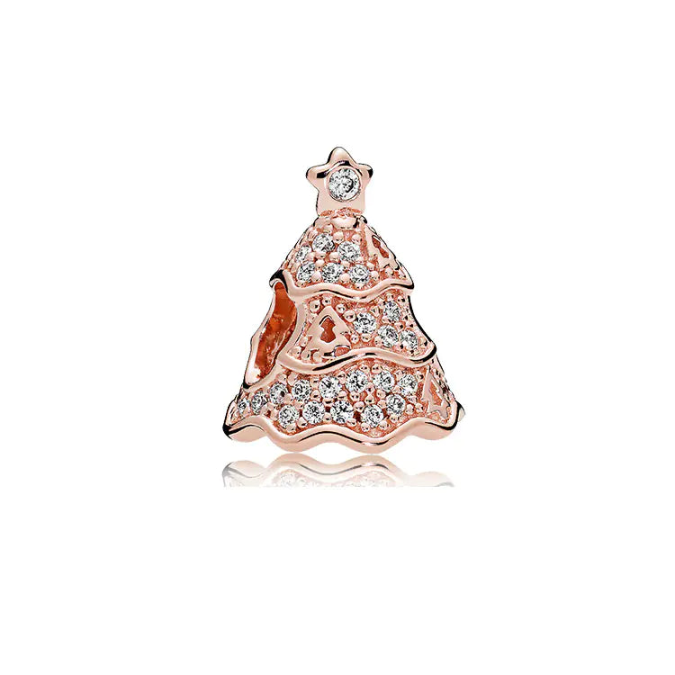 Rose Gold Charms – 925 Sterling Silver Sparkle Collection Silicone Clip DIY Beads