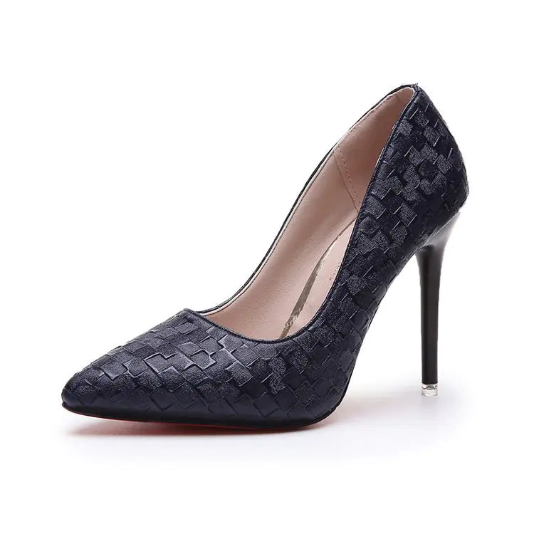 Women's Red Pointed Toe Stiletto Heels – Elegant Faux Leather Pumps