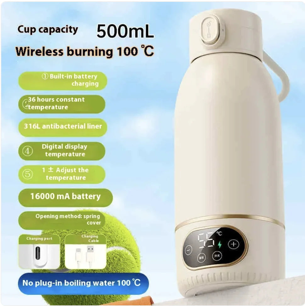 Wireless Portable Electric Kettle – M2 Wellness/Rechargeable Mini Travel Kettle/USB Smart Kettle – 500ml