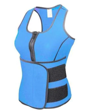 Colorful Zippered Sports Bodysuit and Waist Trainer
