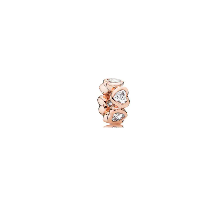Rose Gold Charms – 925 Sterling Silver Sparkle Collection Silicone Clip DIY Beads