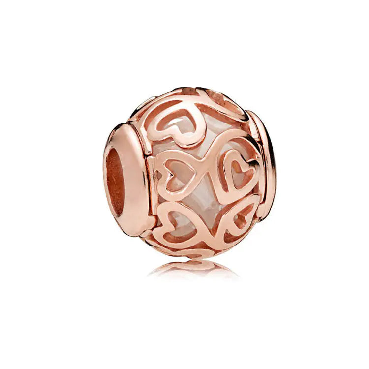 Rose Gold Charms – 925 Sterling Silver Sparkle Collection Silicone Clip DIY Beads