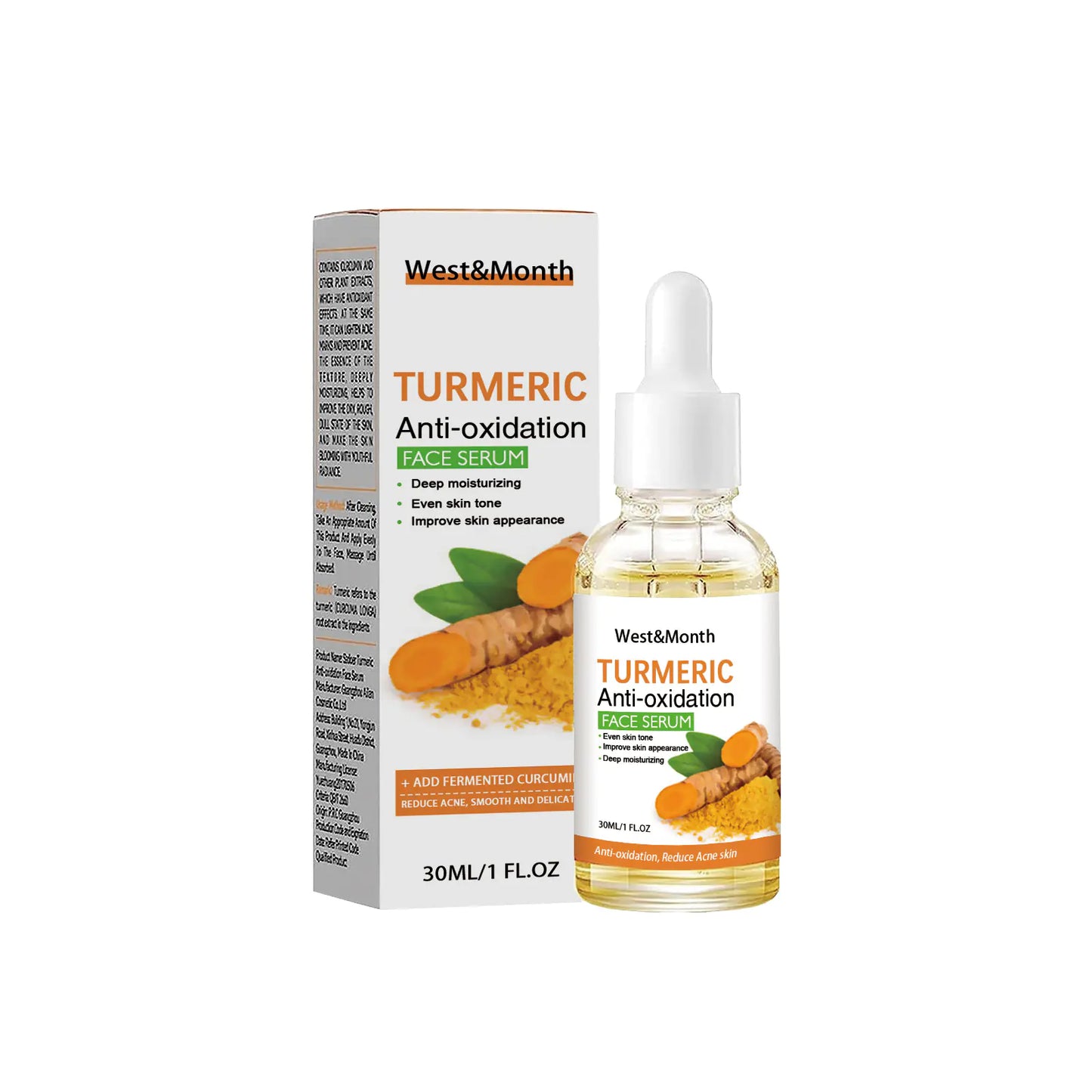 Turmeric Anti-Oxidation Face Serum – Glowing Skin Formula by West&Month for Hydration and Brightening