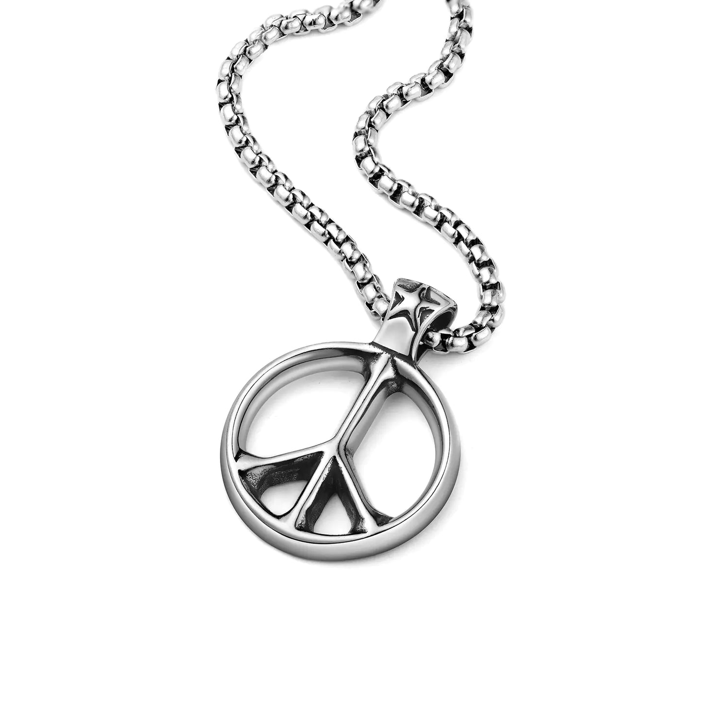 Vintage Titanium Steel Anti-War Peace Sign Necklace