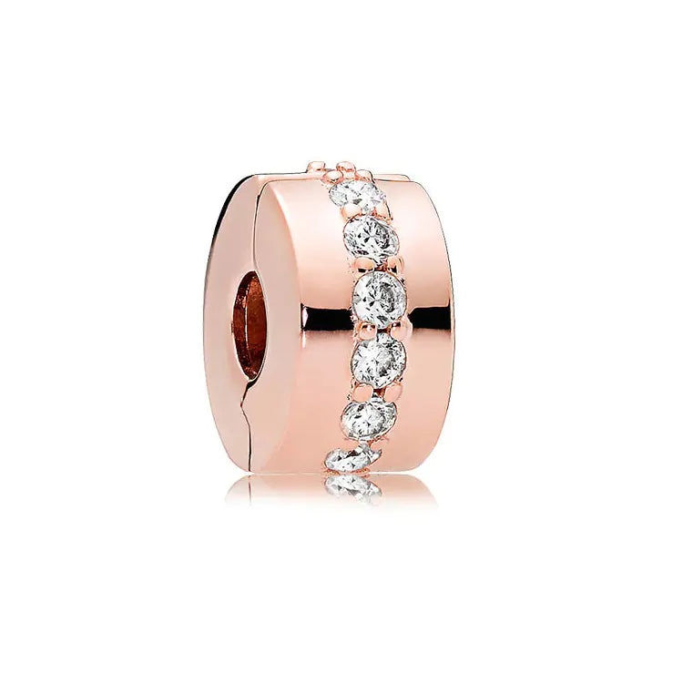 Rose Gold Charms – 925 Sterling Silver Sparkle Collection Silicone Clip DIY Beads