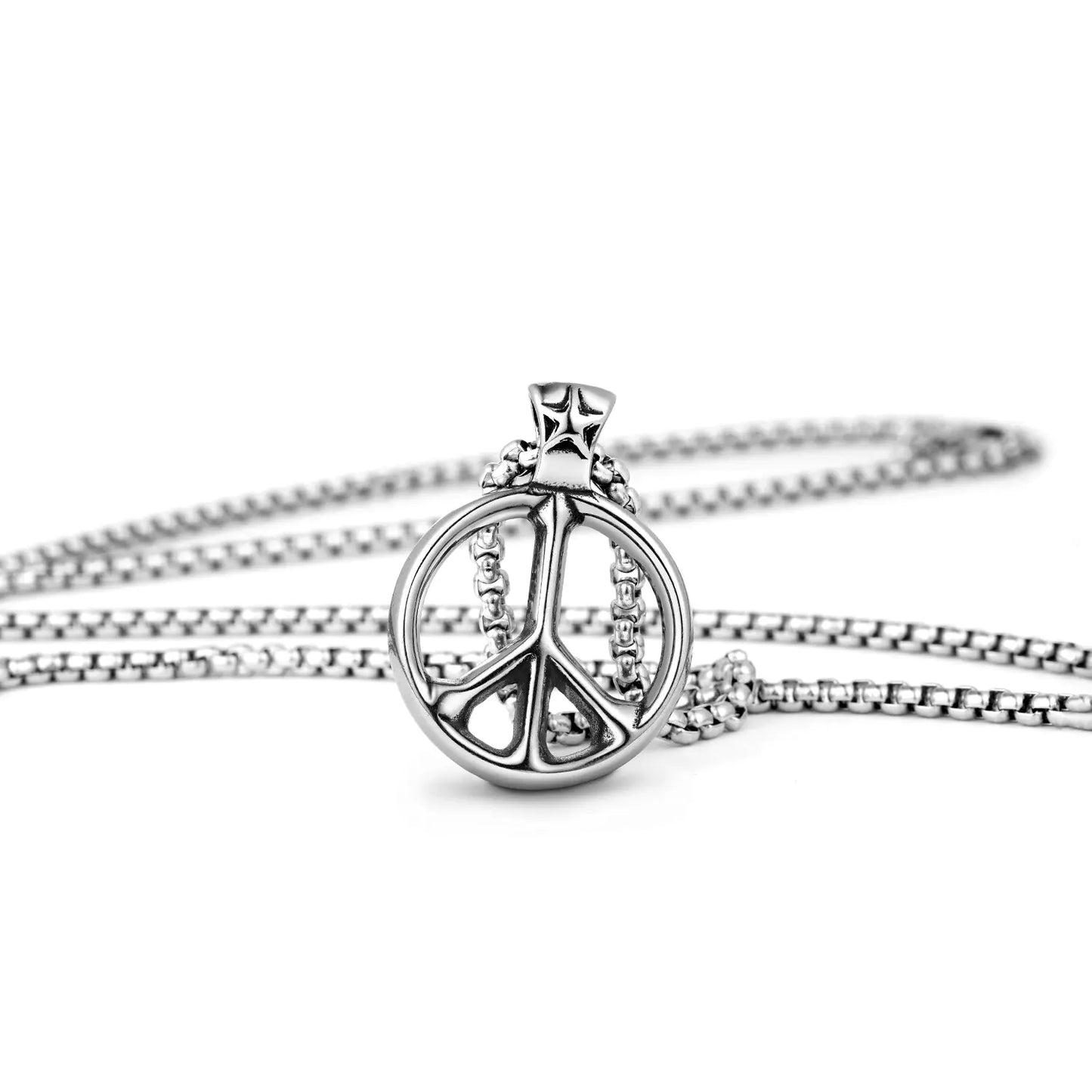 Vintage Titanium Steel Anti-War Peace Sign Necklace