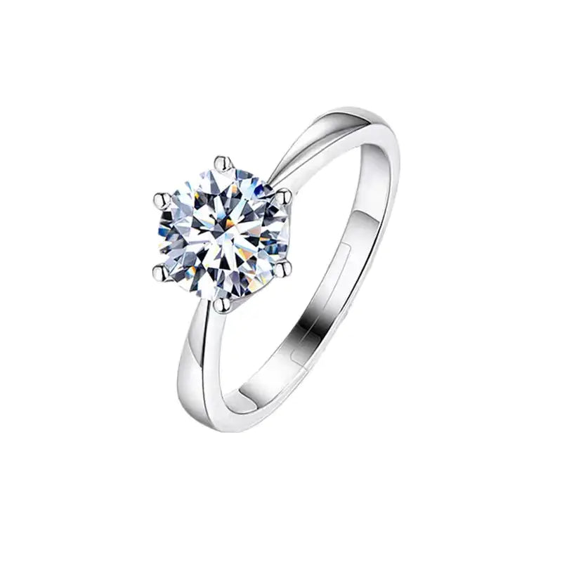 One Carat Six-Claw Diamond Ring with Zircon Accents