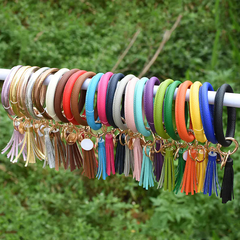 Colorful Tassel Leather Bracelet – Adjustable Unisex Wristband – Gift Ready