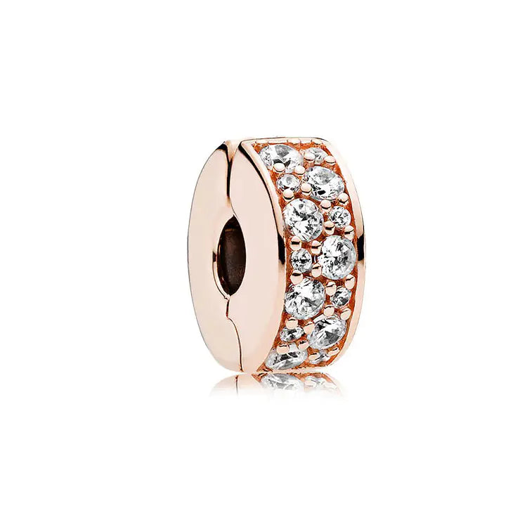 Rose Gold Charms – 925 Sterling Silver Sparkle Collection Silicone Clip DIY Beads