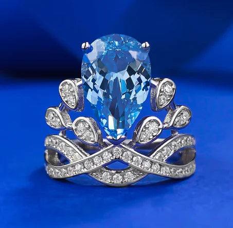 Vintage Royal Princess Water Drop Ring in Sterling Silver