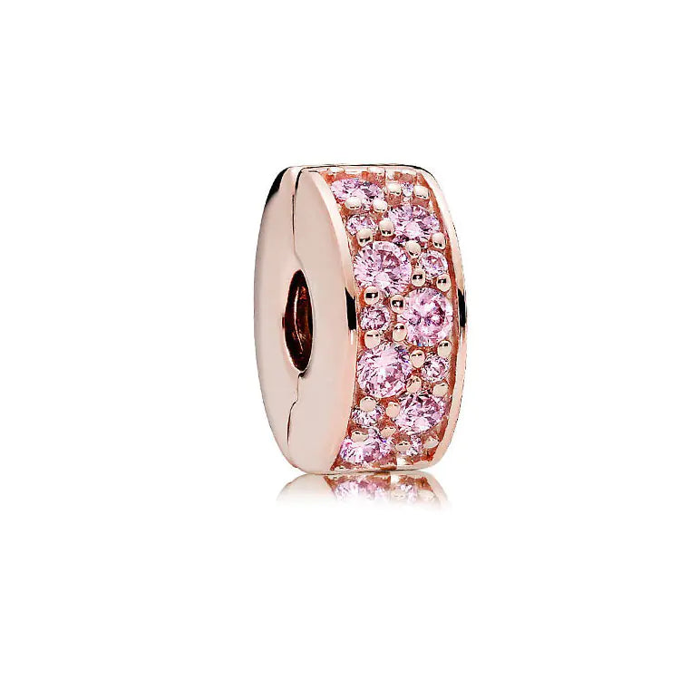 Rose Gold Charms – 925 Sterling Silver Sparkle Collection Silicone Clip DIY Beads