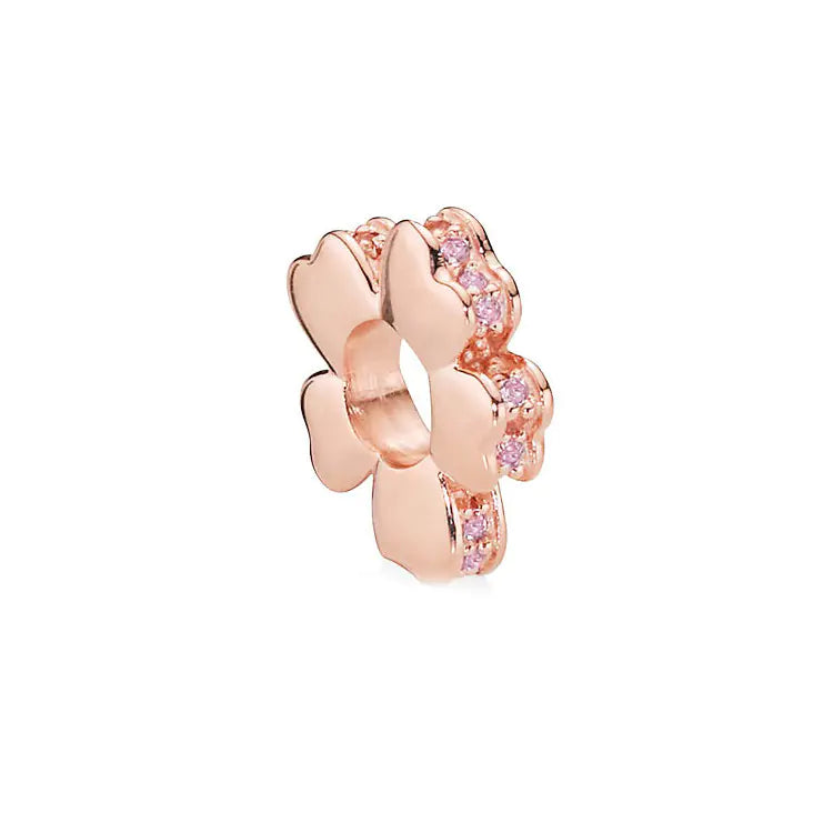 Rose Gold Charms – 925 Sterling Silver Sparkle Collection Silicone Clip DIY Beads