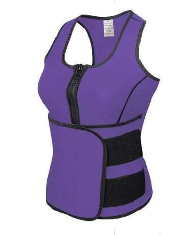 Colorful Zippered Sports Bodysuit and Waist Trainer