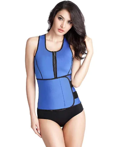 Colorful Zippered Sports Bodysuit and Waist Trainer