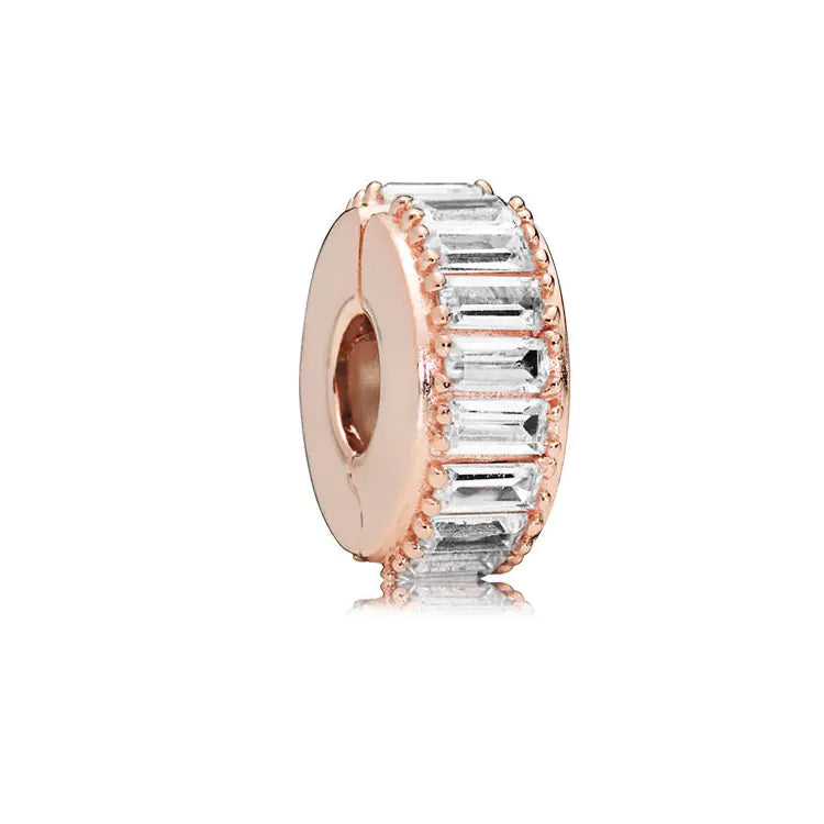 Rose Gold Charms – 925 Sterling Silver Sparkle Collection Silicone Clip DIY Beads
