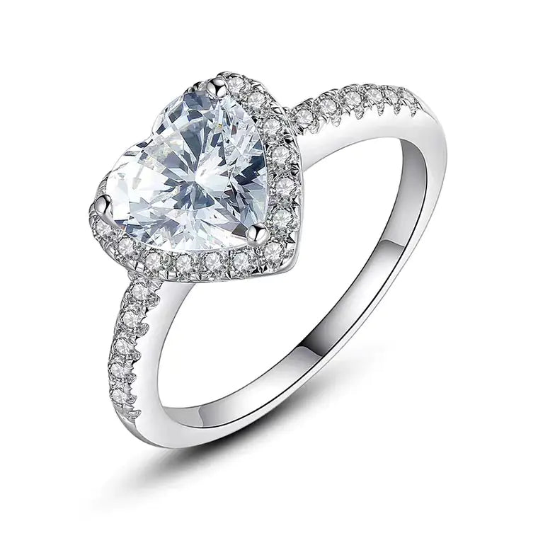 One Carat Six-Claw Diamond Ring with Zircon Accents