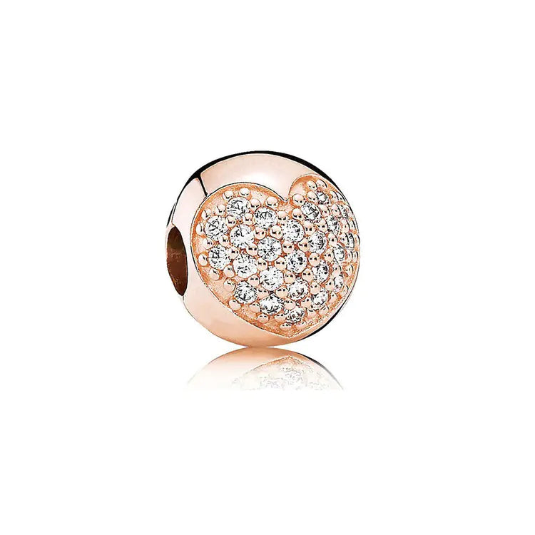 Rose Gold Charms – 925 Sterling Silver Sparkle Collection Silicone Clip DIY Beads