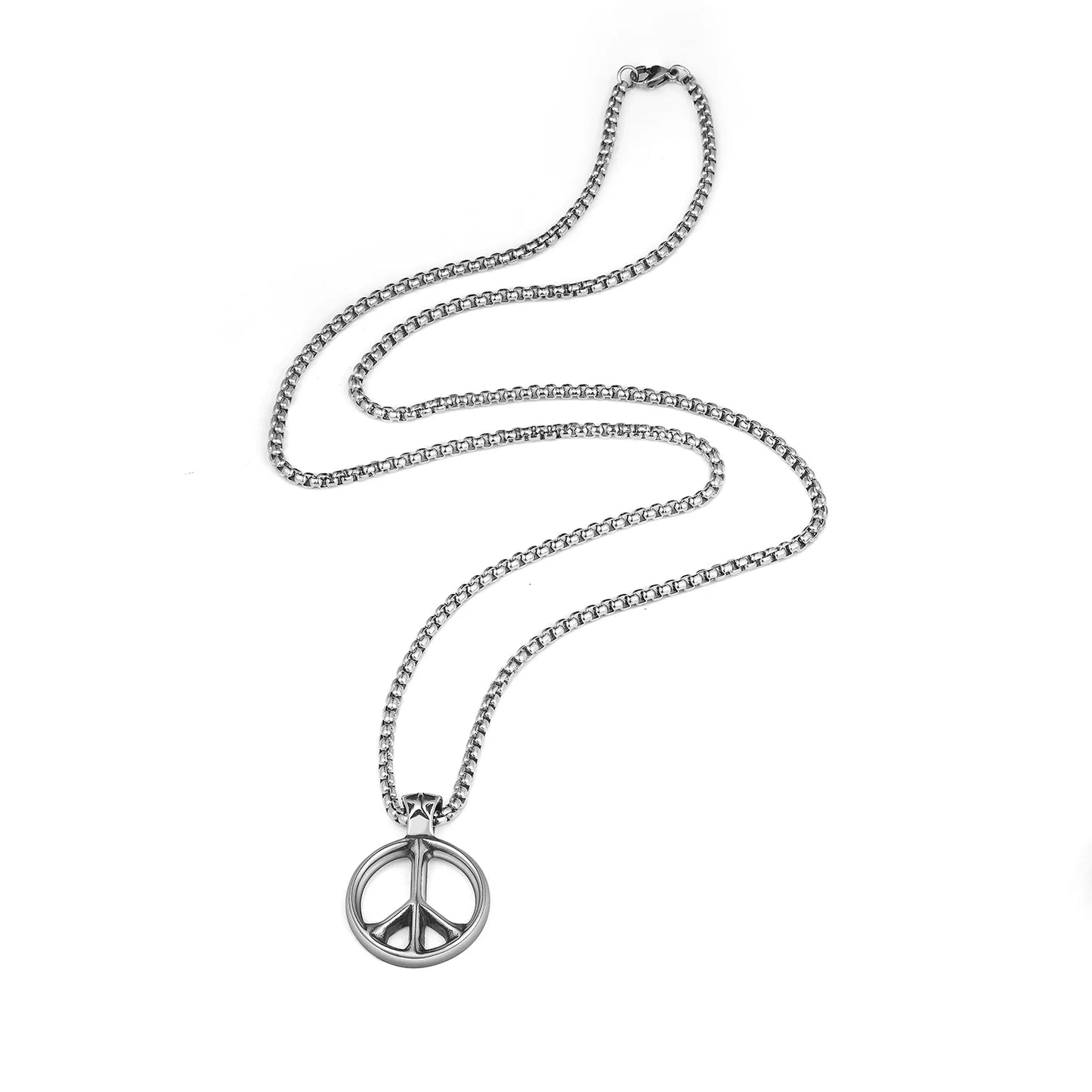 Vintage Titanium Steel Anti-War Peace Sign Necklace
