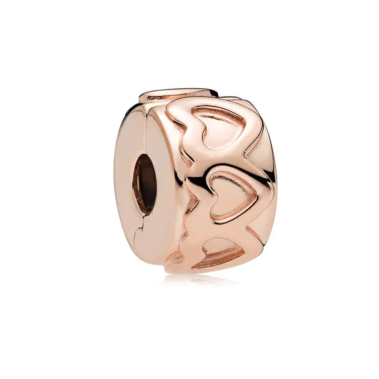 Rose Gold Charms – 925 Sterling Silver Sparkle Collection Silicone Clip DIY Beads