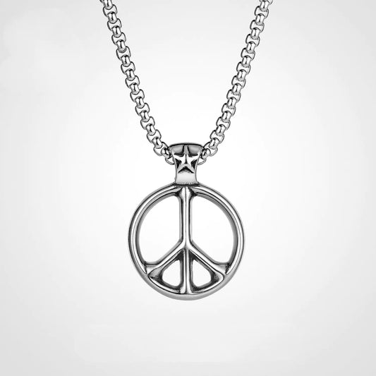 Vintage Titanium Steel Anti-War Peace Sign Necklace