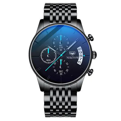 Men’s Silver Chronograph Watch – Luxury Quartz Design