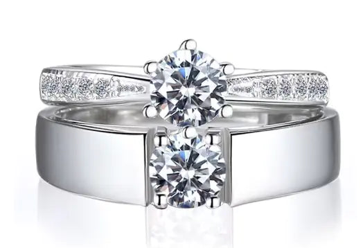 One Carat Six-Claw Diamond Ring with Zircon Accents