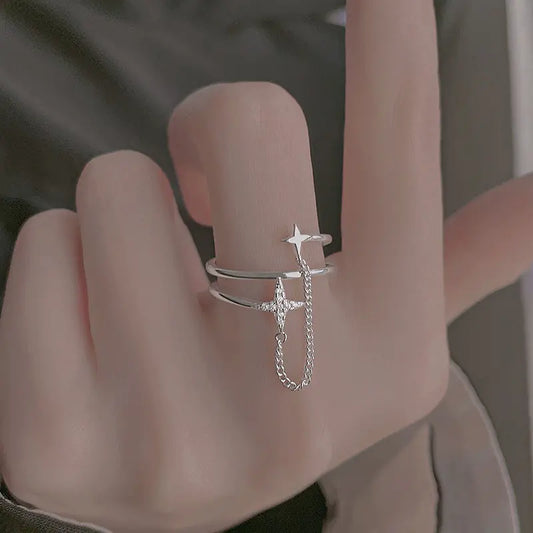 Double-Layer Chain Meteor Ring for Women - High Fashion