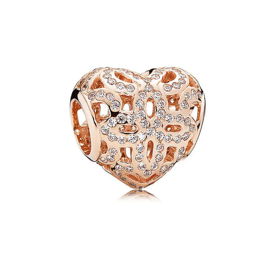 Rose Gold Charms – 925 Sterling Silver Sparkle Collection Silicone Clip DIY Beads